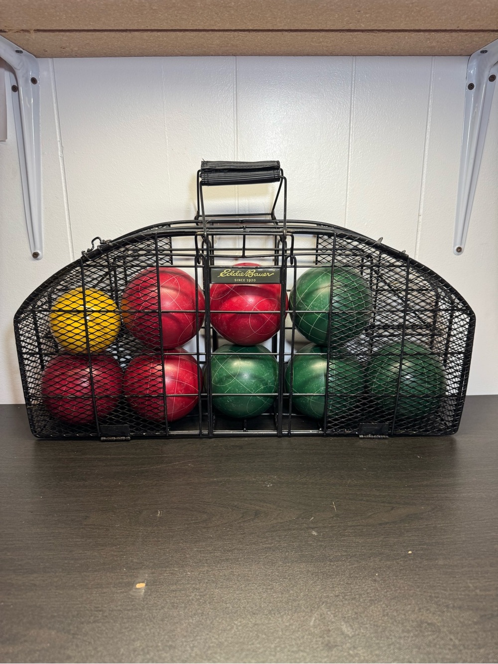 Vintage Eddie Bauer Bocce Ball Set Metal Carrying Case Outdoor Lawn Game